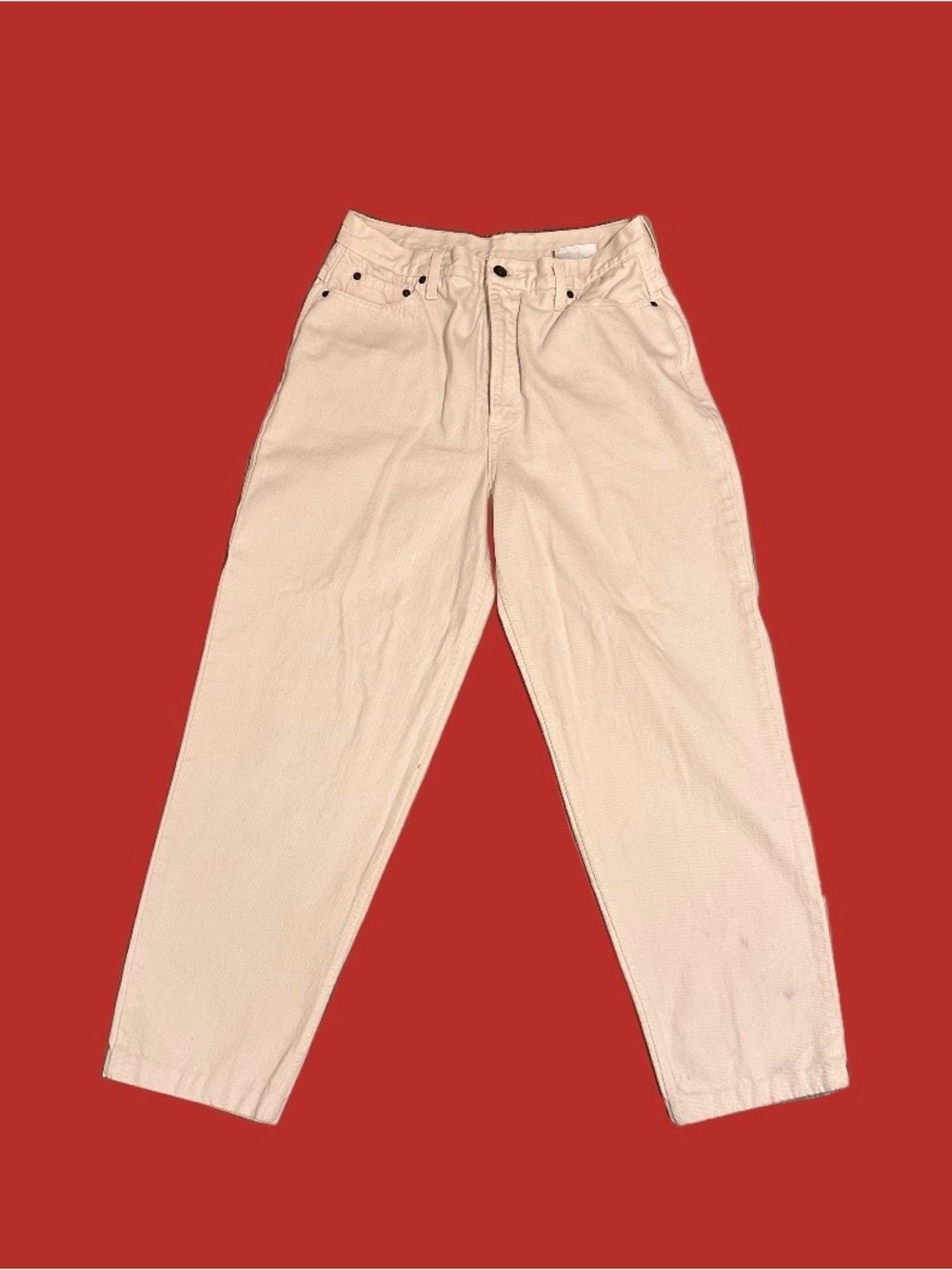 High-Waist Cream Jeans